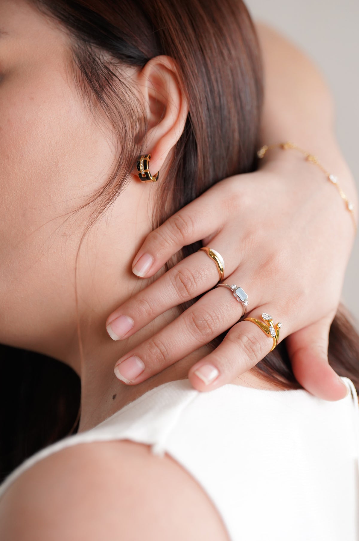 Golden Midnight Huggie Earrings