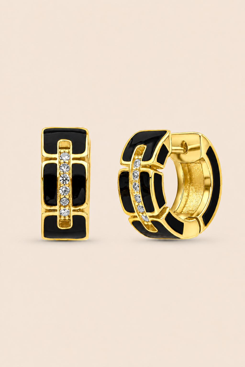 Golden Midnight Huggie Earrings