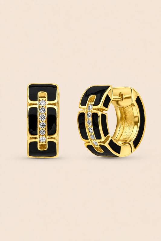 Golden Midnight Huggie Earrings