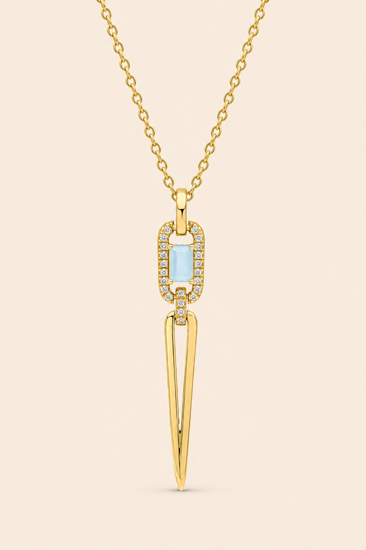 Aquamarine Drop Pendant in Gold Vermeil
