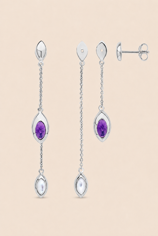 Celestia Duet Silver Earrings