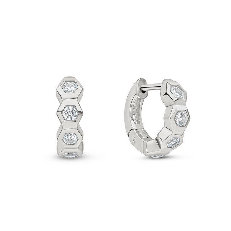 Hexa Silver Huggies