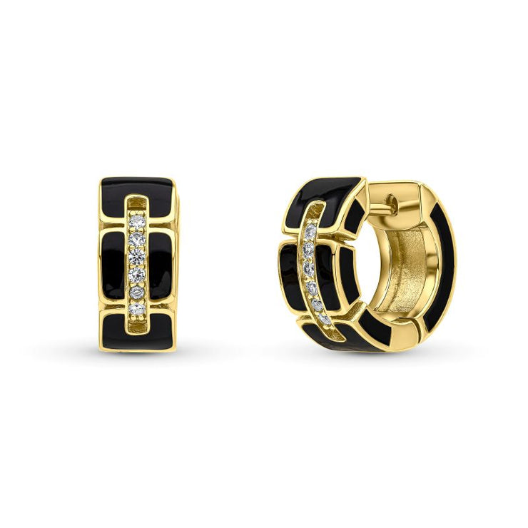 Golden Midnight Huggie Earrings