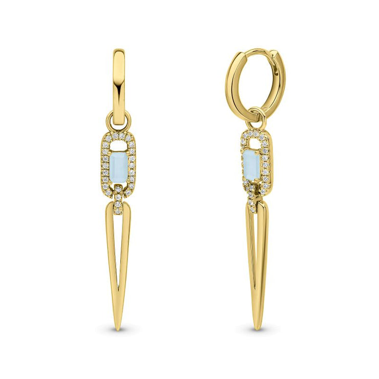 Aquamarine Detachable Hoop Earrings