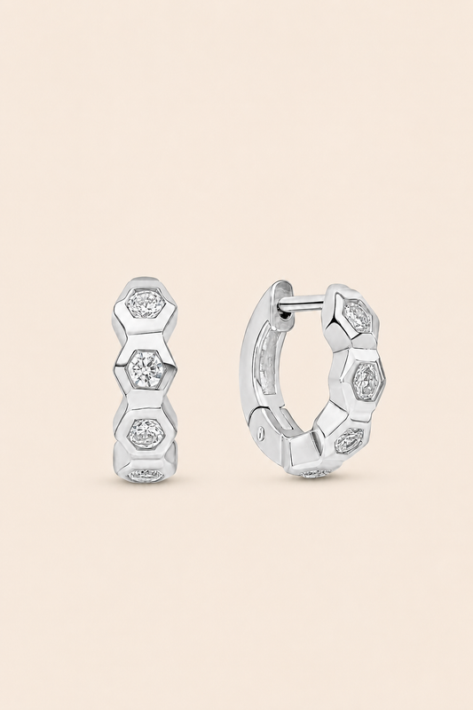 Hexa Silver Huggies